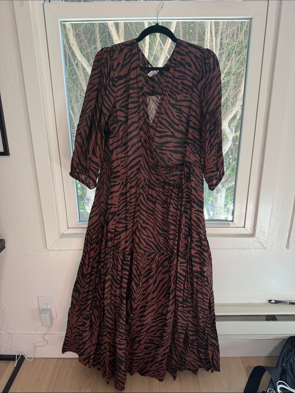 Banana Republic Brown and Black Zebra-Print Maxi Dress